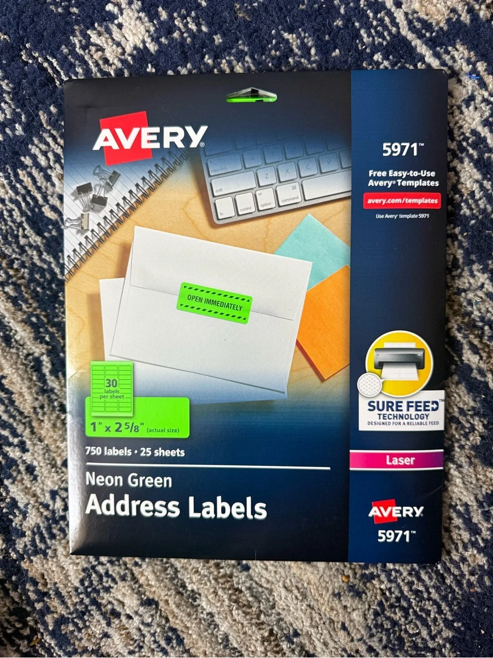 Avery Neon Address Labels for Laser Printers, 1 x 2 5/8